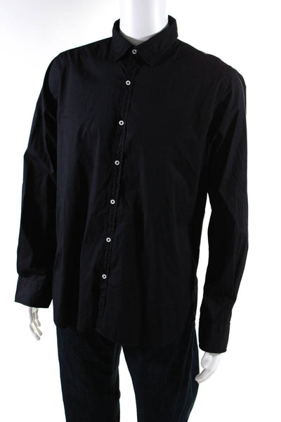 Europann Mens Long Sleeve Poplin Button Up Dress Shirt Black Size 3