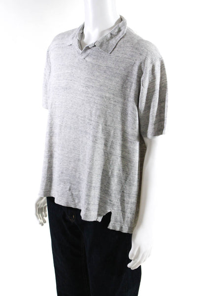 Polo Ralph Lauren Mens Short Sleeve Knit Polo Shirt Gray Linen Size Extra Large