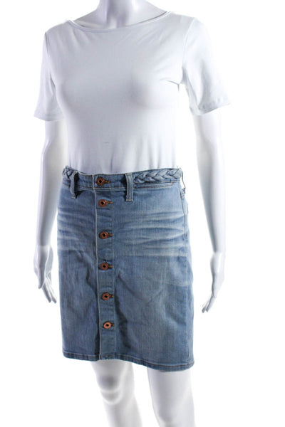 AG Adriano Goldschmied Womens Lula Braided Buttoned Denim Skirt Blue Size EUR27