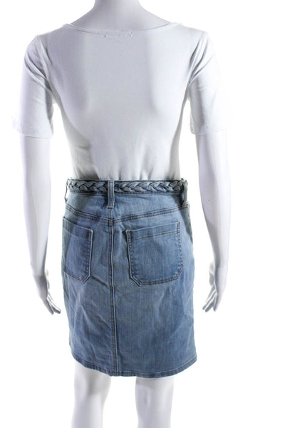 AG Adriano Goldschmied Womens Lula Braided Buttoned Denim Skirt Blue Size EUR27