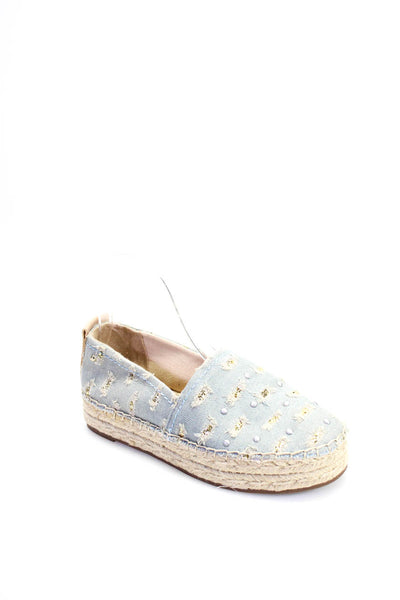 Circus by Sam Edelman Womens Cotton Stud Fringed Espadrille Shoes Blue Size 7.5