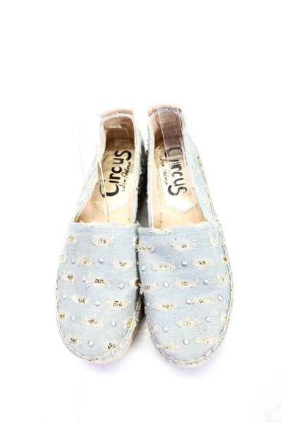 Circus by Sam Edelman Womens Cotton Stud Fringed Espadrille Shoes Blue Size 7.5