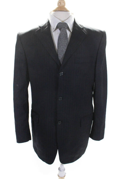 Burberry Mens Wool Pinstripe Single Breasted Suit Jacket Navy Size 40R