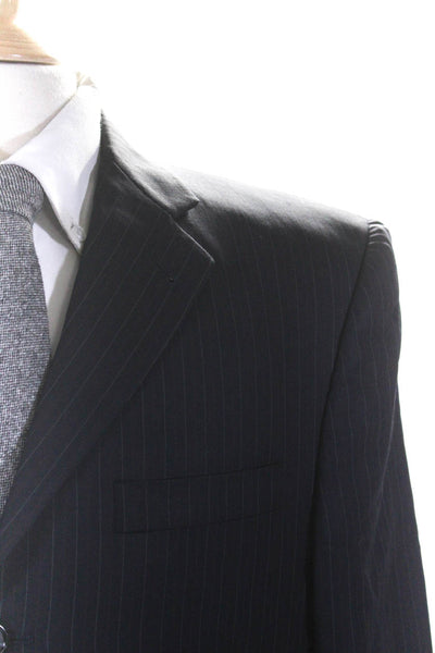 Burberry Mens Wool Pinstripe Single Breasted Suit Jacket Navy Size 40R