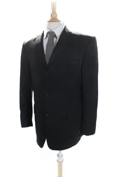 Burberry Mens Wool Pinstripe Single Breasted Suit Jacket Navy Size 40R