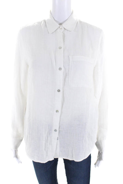 Rails Womens Cotton Ellis Buttoned Collared Cuffed Long Sleeve Top White Size XS