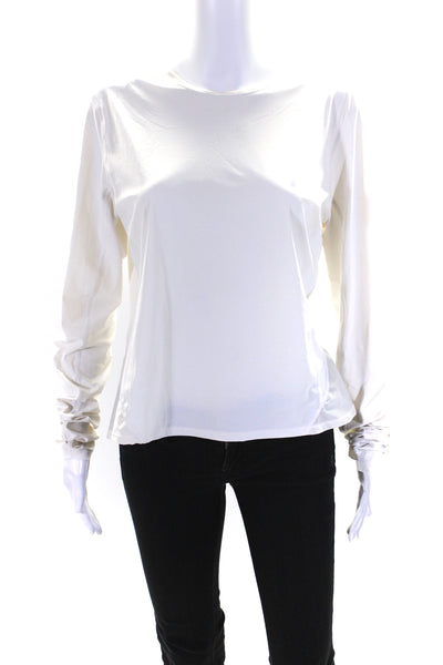 Lululemon Women's Round Neck Long Sleeves Athletic T-Shirt Cream Size M