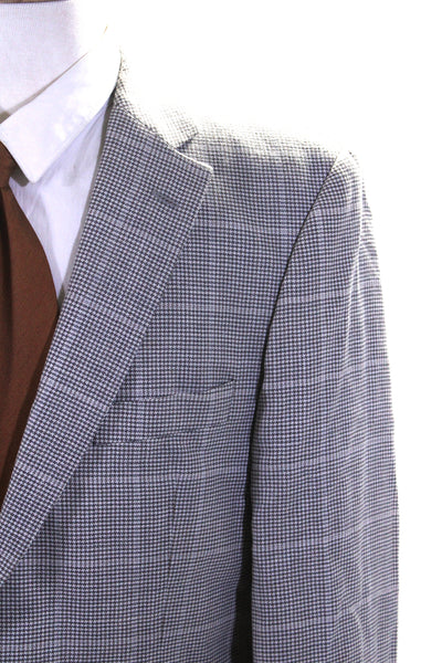 Boss Hugo Boss Mens Wool Houndstooth Buttoned Collared Blazer Tan Size EUR42L