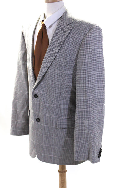 Boss Hugo Boss Mens Wool Houndstooth Buttoned Collared Blazer Tan Size EUR42L