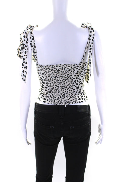 Reformation Womens Cheetah Print Sleeveless Crop Tank Top White Black Size 0