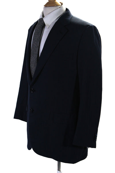 Brioni Mens Pinstriped Two Button Notched Collar Blazer Jacket Navy Size IT 56