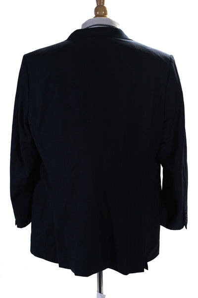 Brioni Mens Pinstriped Two Button Notched Collar Blazer Jacket Navy Size IT 56