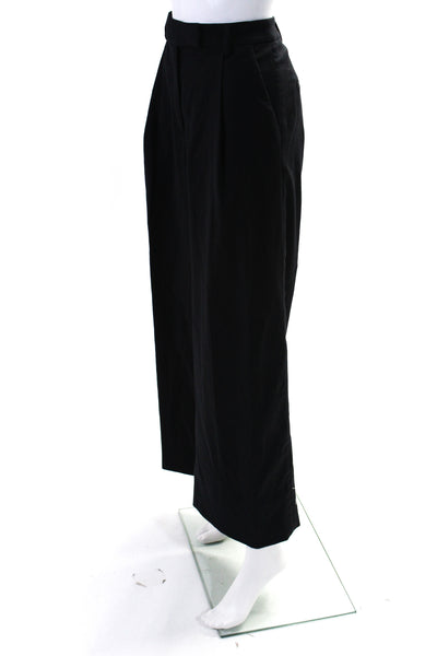 Unsubscribed Womens High Rise Pleated Hook & Eye Wide Leg Pants Black Size 2