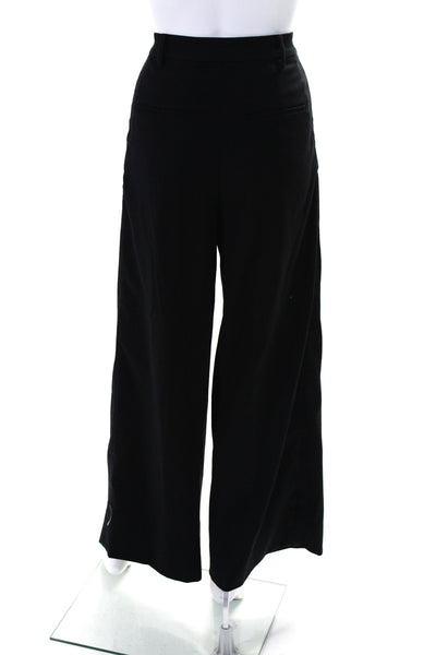 Unsubscribed Womens High Rise Pleated Hook & Eye Wide Leg Pants Black Size 2