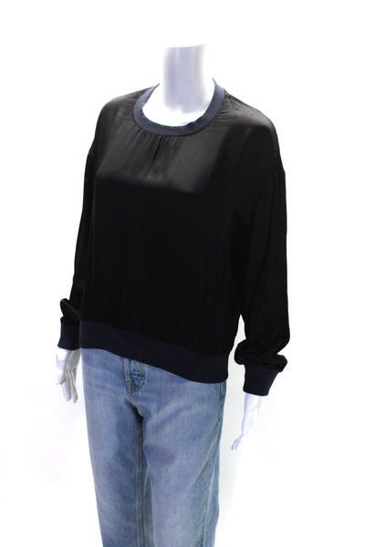 Nation LTD Womens Long Sleeves Sweatshirt Black Navy Blue Size Extra Small