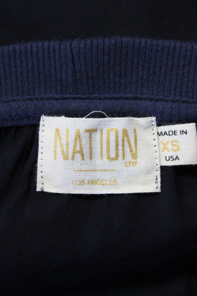 Nation LTD Womens Long Sleeves Sweatshirt Black Navy Blue Size Extra Small