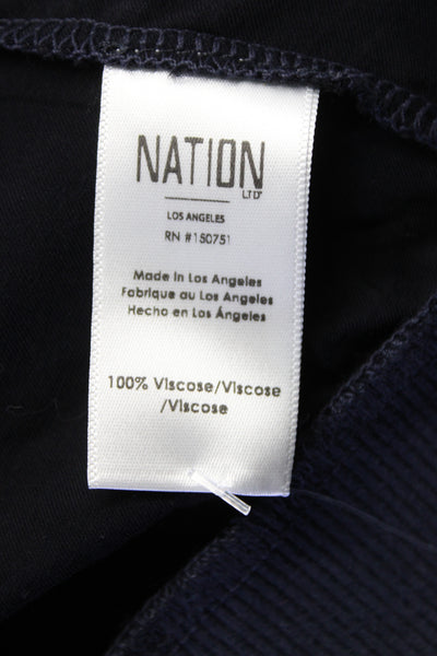 Nation LTD Womens Long Sleeves Sweatshirt Black Navy Blue Size Extra Small