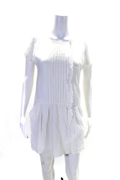 Comptoir Des Cotonniers Womens Eyelet Trim Dress White Cotton Size EUR 34