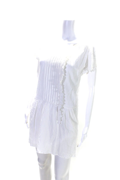 Comptoir Des Cotonniers Womens Eyelet Trim Dress White Cotton Size EUR 34