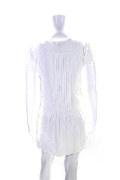 Comptoir Des Cotonniers Womens Eyelet Trim Dress White Cotton Size EUR 34