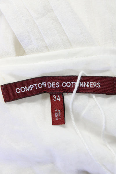 Comptoir Des Cotonniers Womens Eyelet Trim Dress White Cotton Size EUR 34