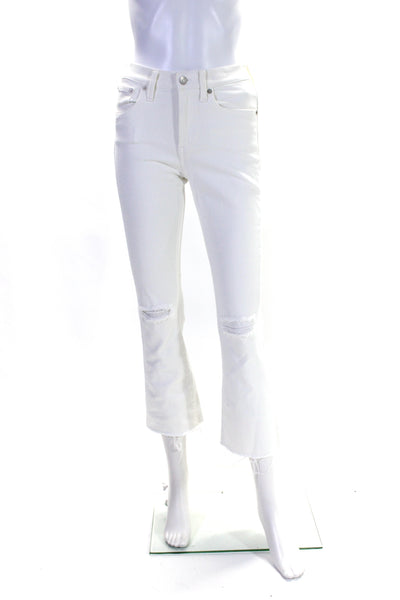 Madewell Womens High Rise Cali Demi Boot Cut Jeans White Cotton Size 25