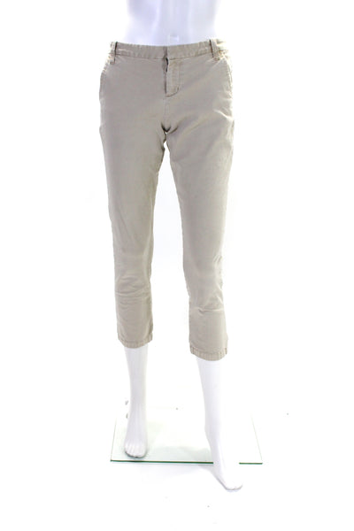 Juicy Couture Womens Cotton Flat Front Slim Straight Pants Beige Size 2