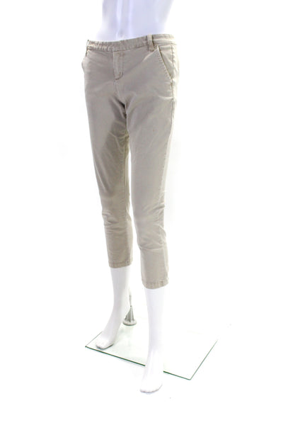 Juicy Couture Womens Cotton Flat Front Slim Straight Pants Beige Size 2