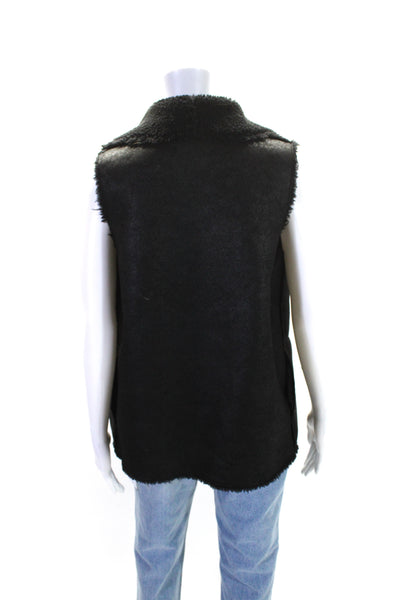 Velvet by Graham & Spencer Womens Faux Shearling Vest Jacket Black Size Petite