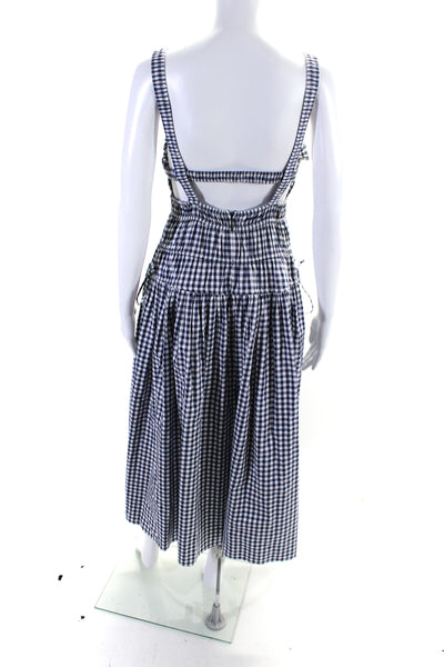 Jason Wu Womens Plaid Sleeveless A Line Sun Dress Blue White Cotton Size 4