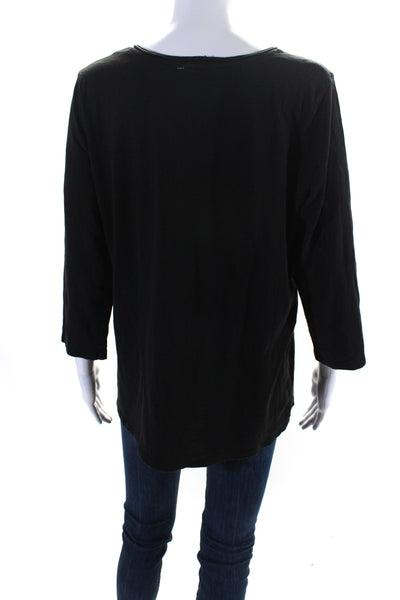 Eileen Fisher Women's Round Neck Short Sleeves Basic T-Shirt Black Size L