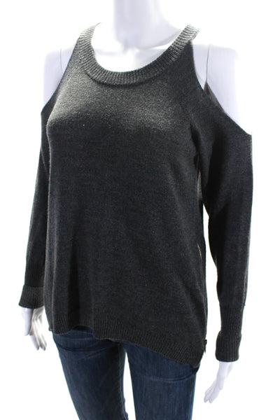 Ramy Brook Women's Crewneck Cold Shoulder Long Sleeves Sweater Gray Size XS