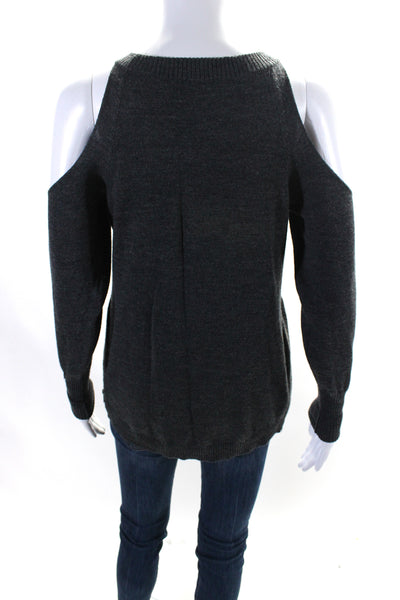 Ramy Brook Women's Crewneck Cold Shoulder Long Sleeves Sweater Gray Size XS