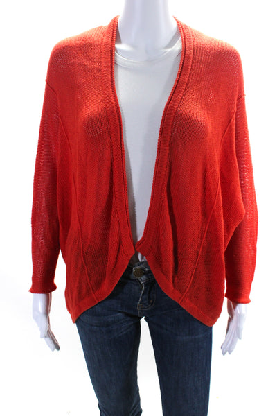 Cotton By Autumn Cashmere Women's Short Sleeves Open Knit Cardigan Red Size XS