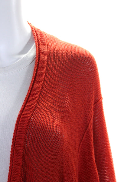 Cotton By Autumn Cashmere Women's Short Sleeves Open Knit Cardigan Red Size XS