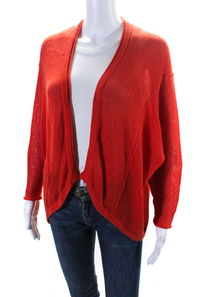 Cotton By Autumn Cashmere Women's Short Sleeves Open Knit Cardigan Red Size XS