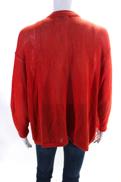 Cotton By Autumn Cashmere Women's Short Sleeves Open Knit Cardigan Red Size XS