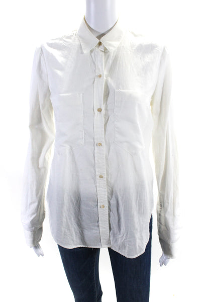 McGuire Women's Collared Long Sleeves Pockets Button Down Shirt White Size S