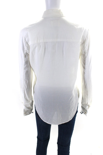 McGuire Women's Collared Long Sleeves Pockets Button Down Shirt White Size S