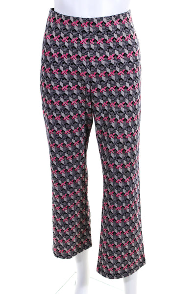 Dolan Womens Knit Abstract Print Elastic Waist Mid-Rise Flared Pants Pink Size S