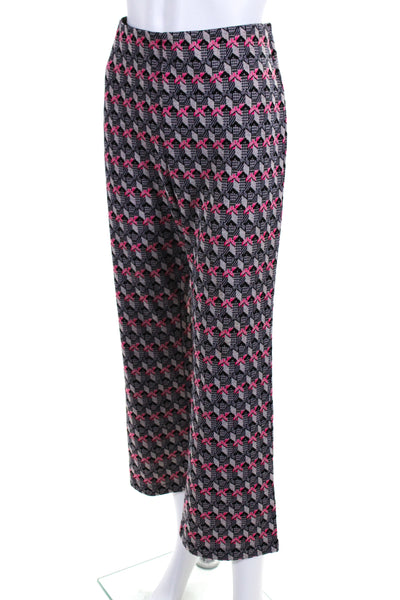 Dolan Womens Knit Abstract Print Elastic Waist Mid-Rise Flared Pants Pink Size S