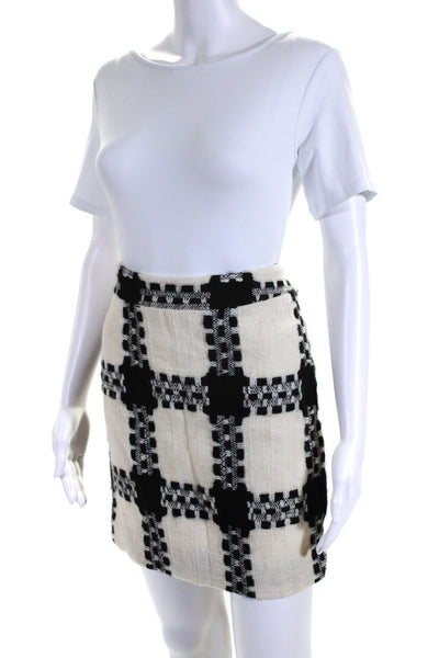 Milly Womens Lined Wool Pleated Zip Up Knee Length Pencil Skirt White Size 6