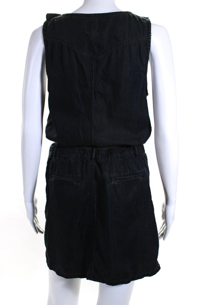 Juicy Couture Womens Cotton Blend Ruffle Trim Sleeveless Mini Dress Navy Size S