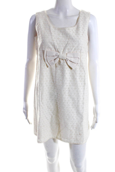 Juicy Couture Womens Cotton Lace Overlay Bow Accent Mini Tank Dress White Size 8