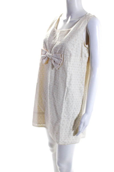 Juicy Couture Womens Cotton Lace Overlay Bow Accent Mini Tank Dress White Size 8