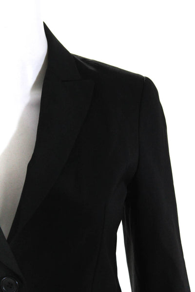 Theory Womens Wool Darted Collared Buttoned Long Sleeve Blazer Black Size 0