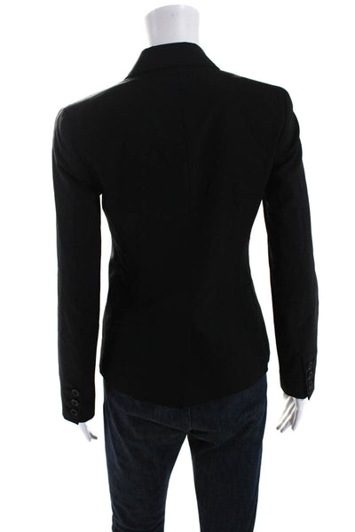 Theory Womens Wool Darted Collared Buttoned Long Sleeve Blazer Black Size 0