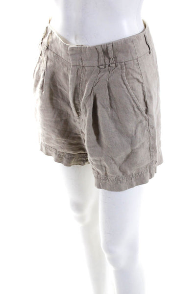 Free People Womens Linen Pleated Hook & Eye Buttoned Casual Shorts Brown Size 0