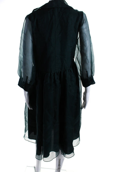 Black Iris Womens 3/4 Sleeve Organza A Line Popover Dress Green Size 10