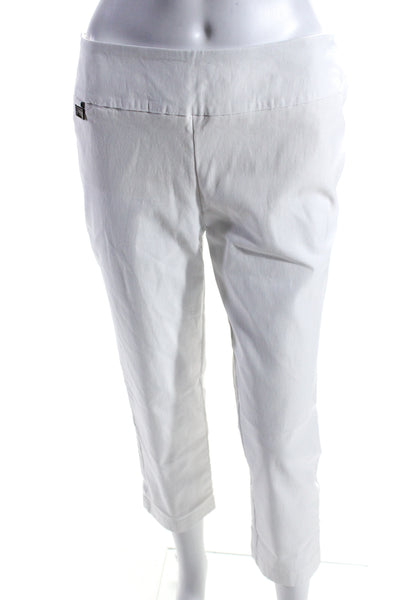 Lisette Womens Cropped Stretch Capri Leggings Pants White Size 8